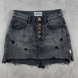 One Teaspoon 2020‎ Mini Skirt Womens Size 26 Black Distressed Denim